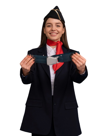 portrait flight attendant with safety belt removebg preview